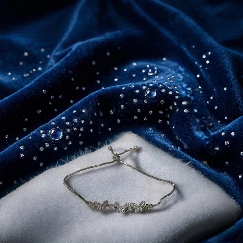 Trio Butterfly Adjustable Bracelet - Silver